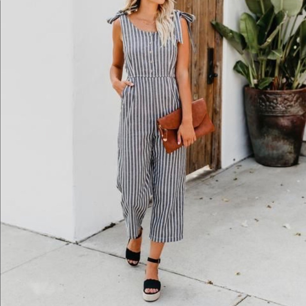 VICI jumpsuit striped bow jumpsuit